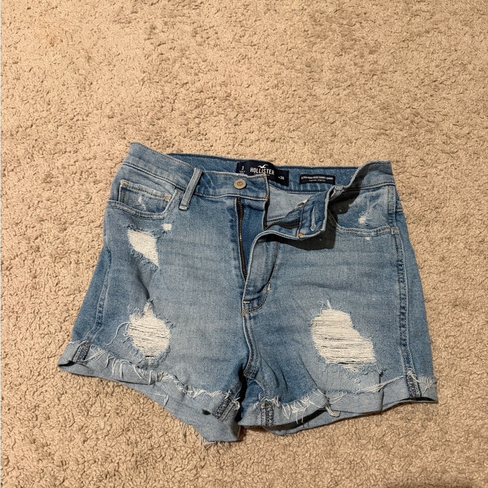 Hollister Light Wash Distressed Denim Jean Shorts